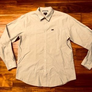 RVCA  Oxford Slim Fit, Button Down Shirt, Size XL Beige CLEAN